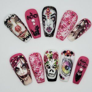Medium Coffin Gel Press on Nails " Dead Girl "